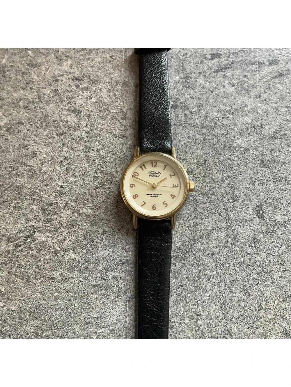 Vintage Acqua By Timex Womens Watch Gold Tone Case White Indiglo Dial Bin I